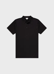 Men's Sea Island Cotton Knit Polo Shirt in Black
