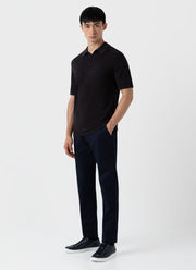 Men's Sea Island Cotton Knit Polo Shirt in Black