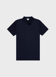 Men's Sea Island Cotton Knit Polo Shirt in Light Navy