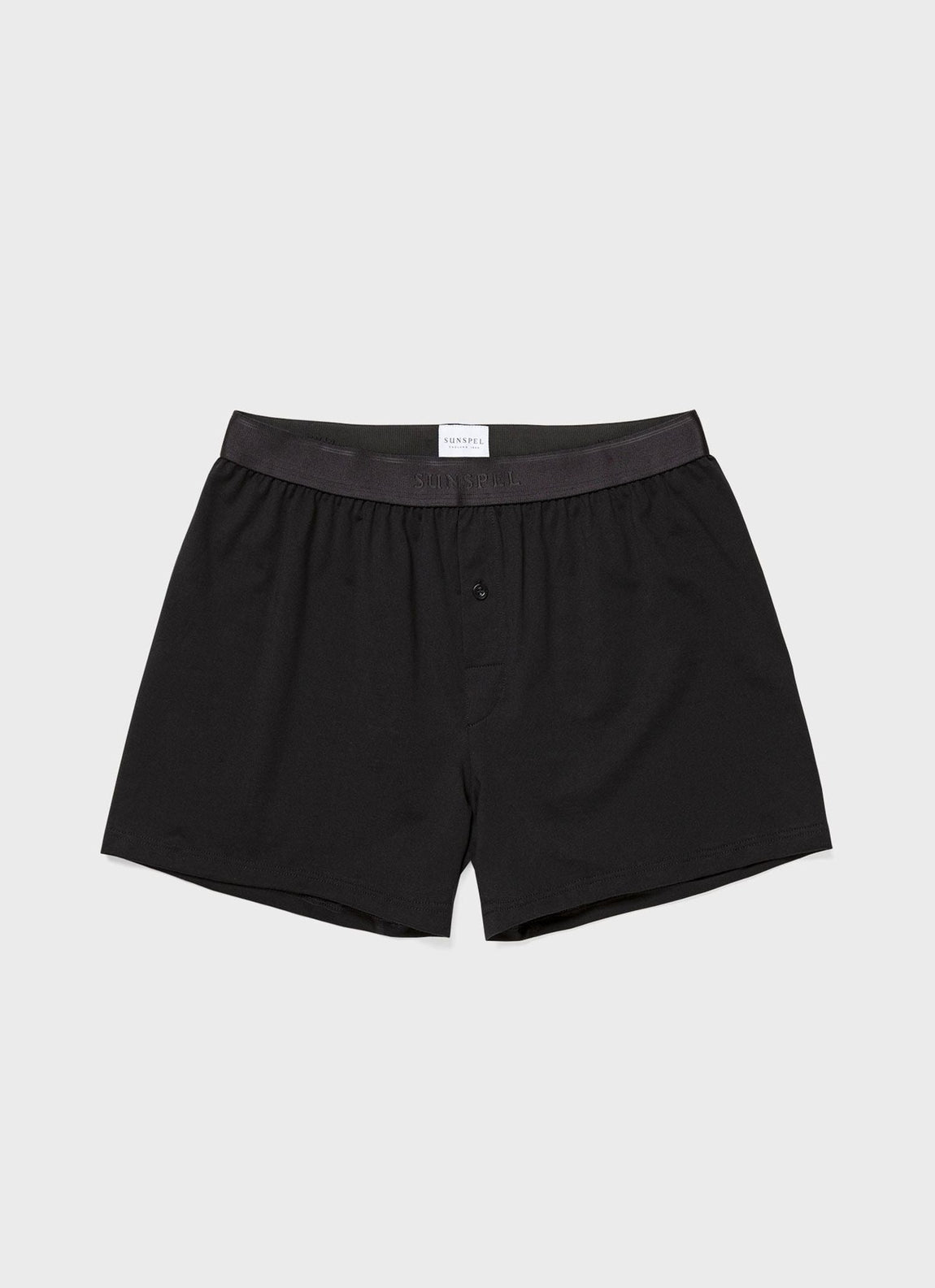Men's Superfine Cotton One-Button Boxer Short in Black