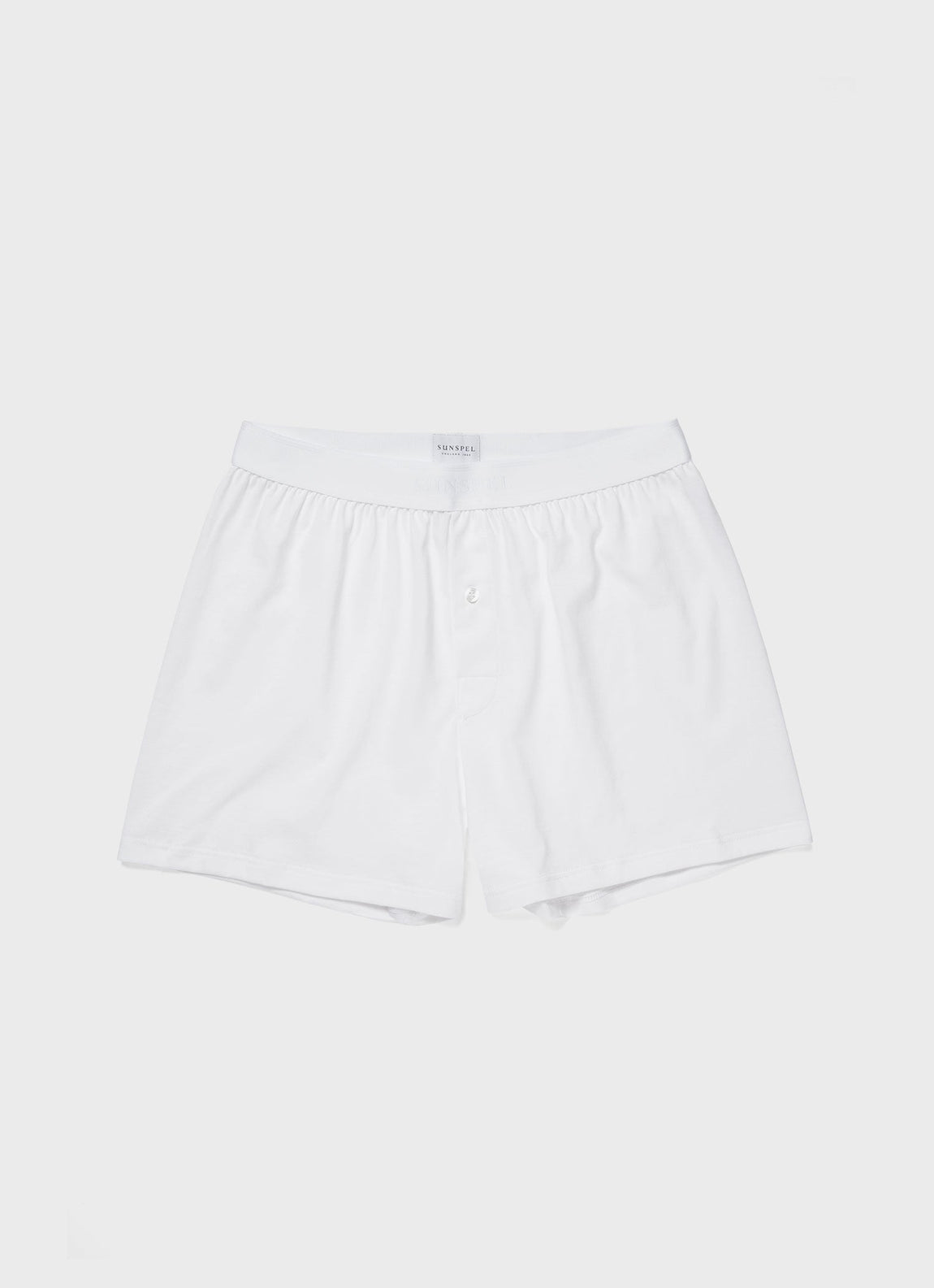 Men's Superfine Cotton One-Button Boxer Short in White