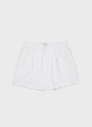 Men's Superfine Cotton One-Button Boxer Short in White