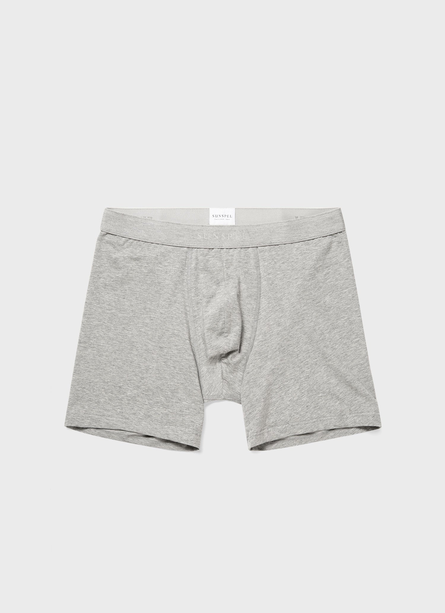 Men's Stretch Cotton Boxer Briefs in Grey Melange