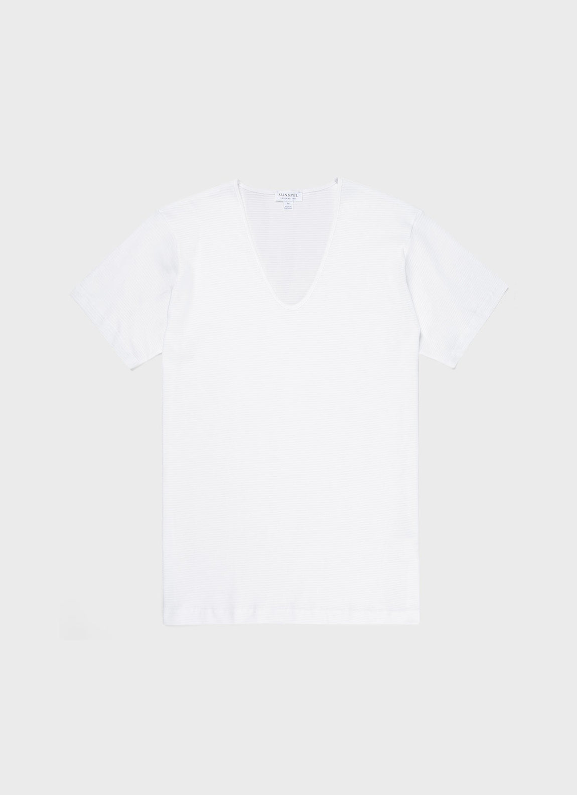 Men's Cellular Cotton V-neck Underwear T-shirt in White