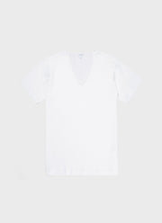 Men's Cellular Cotton V-neck Underwear T-shirt in White
