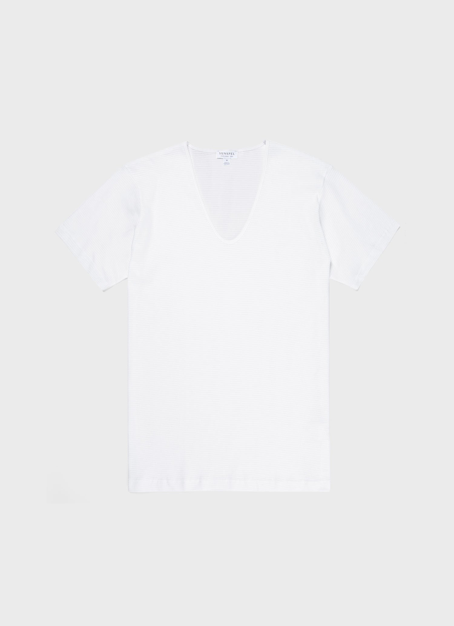 Men's Cellular Cotton V-neck Underwear T-shirt in White