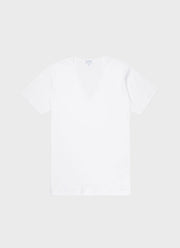 Men's Superfine Cotton V-neck Underwear T-shirt in White