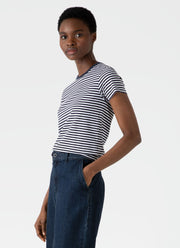 Women's Classic T-shirt in Navy/White English Stripe